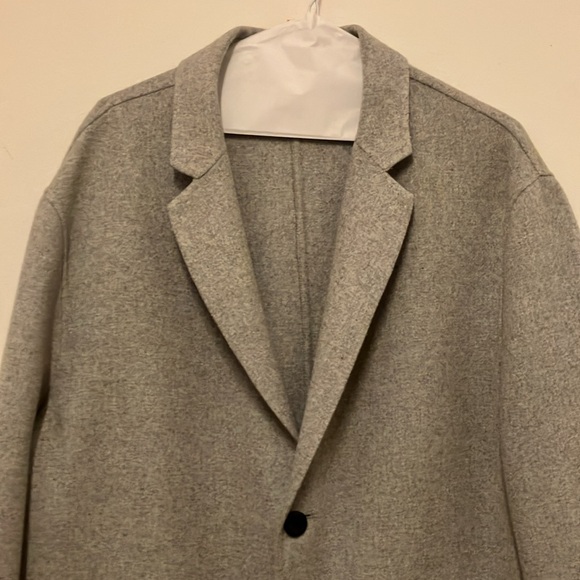 Zara Man wool blend blazer coat jacket notch collar light grey XL - Picture 4 of 8